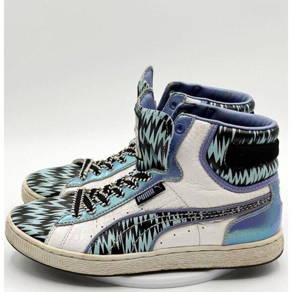 PUMA Womens First Round Zig Zag Retro 80S Shoes‎ Size 8.5 White / Blue - Picture 1 of 16